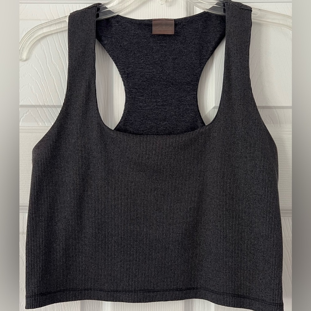 Calia Ribbed Crop U Neck Tank
